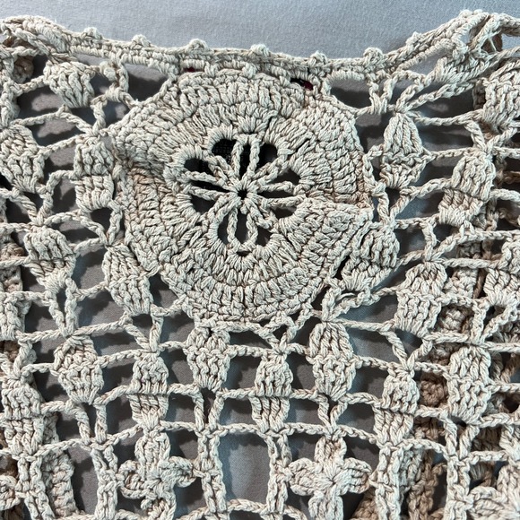 Say What? XS Tan Crochet Knit Open Cardigan Vest Boho Festival Layering Top - Picture 9 of 9